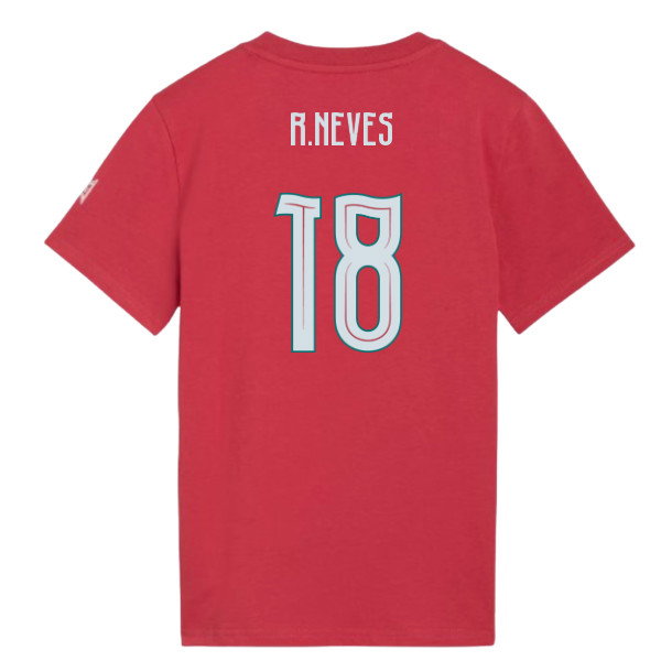 2026-2027 Portugal FtblCulture Tee (Red) - Kids (R.Neves 18)-SoccerKits Hub | Buy Soccer Jerseys Online
